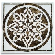 Blossom Thassos White Marble Medallion Inlay Waterjet Art Piece 36 inch Square Polished