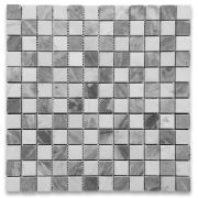 Carrara White Bardiglio Gray Marble 1x1 Checkerboard Mosaic Tile Honed