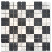 Carrara White Nero Marquina Black Marble 1x1 Grid Mosaic Tile Honed