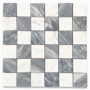 Carrara White & Bardiglio Gray Marble 2x2 Checkerboard Mosaic Tile Polished