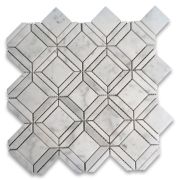 Carrara White Marble 2 inch Square Ventura Carlyle Geometry Mosaic Tile Honed