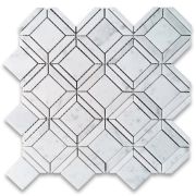 Carrara White Marble 2 inch Square Ventura Carlyle Geometry Mosaic Tile Polished