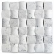 Carrara White Marble 3D Cambered 2x2 Curved Arched Mosaic Tile Honed