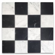 Carrara White Nero Marquina Black Marble 3x3 Checkerboard Mosaic Tile Polished