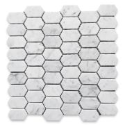 Carrara White Marble 1x2 Hive Picket Constellation Long Hexagon Mosaic Tile Honed
