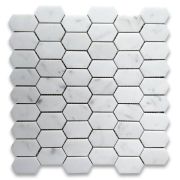 Carrara White Marble 1x2 Hive Picket Constellation Long Hexagon Mosaic Tile Polished