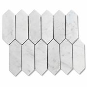 Carrara White Marble 2x6 Picket Fence Elongated Hexagon Mosaic Tile Honed