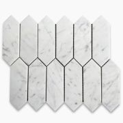 Carrara White Marble 2x6 Picket Fence Elongated Hexagon Mosaic Tile Polished