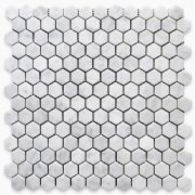 Carrara White 1 inch Hexagon Mosaic Tile Honed