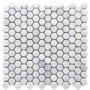 Carrara White 1" Hexagon Mosaic Tile Tumbled