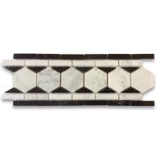 Carrara White 2 inch Hexagon Mosaic Border Listello Tile Honed