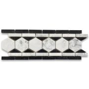 Carrara White 2 inch Hexagon Mosaic Border Listello Tile Polished