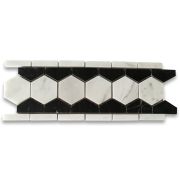Carrara White 2 inch Hexagon Mosaic Border Listello Tile Polished