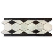 Carrara White 2 inch Hexagon Mosaic Border Listello Tile Honed