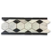 Carrara White 2 inch Hexagon Mosaic Border Listello Tile Polished