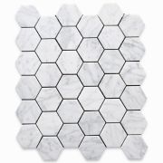 Carrara White 2 inch Hexagon Mosaic Tile Honed