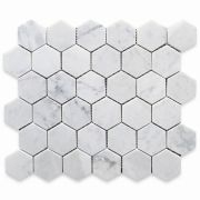 Carrara White 2 inch Hexagon Mosaic Tile Polished