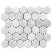 Carrara White 2 inch Hexagon Mosaic Tile Tumbled