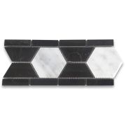 Carrara White 3 inch Hexagon Mosaic Border Listello Tile Polished