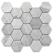 Carrara White Marble 3 inch Hexagon Tumbled