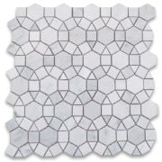 Carrara White 1-1/2 inch Hexagon Sunflower Mosaic Tile Honed