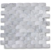 Carrara White 3D Cambered 1x2 Brick Curved Arched Mosaic Tile Honed