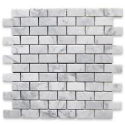 Carrara White 1x2 Medium Brick Mosaic Tile Polished