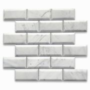 Carrara White Marble 2x4 Subway Mosaic Tile Beveled Raised Angled Polished