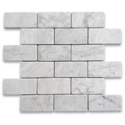 Carrara White Marble 2x4 Grand Brick Subway Mosaic Tile Tumbled