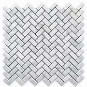 Carrara White 5/8x1-1/4 Herringbone Mosaic Tile Honed