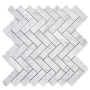 Carrara White 1x3 Herringbone Mosaic Tile Polished