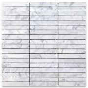 Carrara White 5/8x4 Rectangular Stacked Mosaic Tile Honed