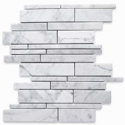 Carrara White Random Strip Modern Brick Mosaic Tile Polished