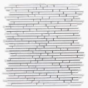 Carrara White Bullet Strip Heavy Rain Mosaic Tile Honed