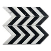 Carrara White Nero Marquina Black Marble 1x4 Chevron Mosaic Tile Polished