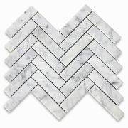 Carrara White 1x4 Herringbone Marble Mosaic Tile Honed