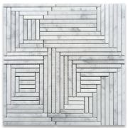 Carrara White Marble Maze Mosaic Tile Random Linear Mixed Strip Honed