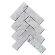 Carrara White Marble 2x6 Herringbone Mosaic Tile Honed