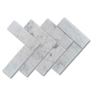 Carrara White Marble 2x6 Herringbone Mosaic Tile Polished