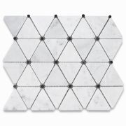 Carrara White 2-3/4 inch Triangle Mosaic Tile w/ Black Round Dots Polished