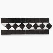 Carrara White Marble Classic Diamond Mosaic Border Listello Tile Black Edge Polished