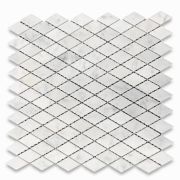 Carrara White 1x1-7/8 Rhomboid Diamond Mosaic Tile Honed