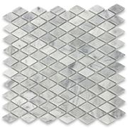 Carrara White 1x1-7/8 Rhomboid Diamond Mosaic Tile Tumbled