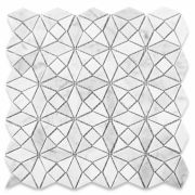 Carrara White Kaleidoscope Pattern Diamond Mix Mosaic Tile Honed