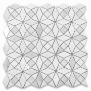 Carrara White Kaleidoscope Pattern Diamond Mix Mosaic Tile Polished