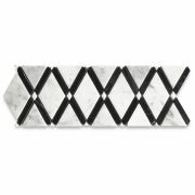 Carrara White Lattice Diamond Mosaic Border Listello Tile Polished