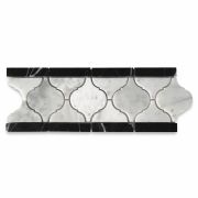 Carrara White Lantern Arabesque Baroque Mosaic Border Listello Tile Polished