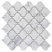 Carrara White Medium Lantern Shaped Arabesque Baroque Mosaic Tile Polished