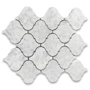 Carrara White Grand Lantern Shaped Arabesque Baroque Mosaic Tile Honed