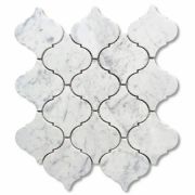 Carrara White Grand Lantern Shaped Arabesque Baroque Mosaic Tile Polished